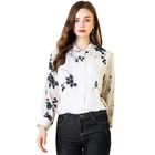 Professional design women shirt white embroidered blouse plus size with bow