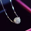 925 Sterling Silver diamond Ball Pendant necklaces for women Crystal Diamond Choker Necklace Jewelry