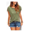 Cotton Lady Blouse New Arrival Fashion Womens Short Sleeve Cotton Tops Shirt Lady Blouse