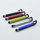 Novelty gift mini shorter plastic painting mobile stand earphone jack plug phone silicone tip stylus screen ball pen