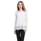 Hot sale lady blouse white lace blouse three quarter sleeve casual shirt 2019