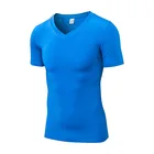 2020 Hot Summer Men Gym Sports Workout Tops, Seamless Short Sleeve V-neck T-shirt