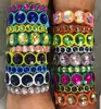 Handmade Multicolor custom painting big crystal elastic bracelet enamel stretch glass bangle tile bead bracelet for women