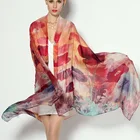Long Scarves Long Fashion Ladies Long Sheer 100% Pure Silk Chiffon Custom Printed Scarves