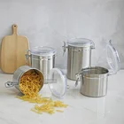 4pcs/set Supermarket Hotel Supplier Coffee Canister Airtight Container plastic Lid Stainless Steel Food Storage Canistr