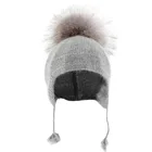 detachable fur ball cute angora baby kids winter cashmere knitted hat
