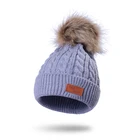 Oem Unisex Custom Plain Winter Ski Cotton Children Baby Logo Pom Kids Beanie Knit Hat Cap Babies Pompom Beanie