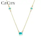 CZCITY High Quality Men Made Emerald Gemstone Silver 925 Pendant Necklace 2019 Women Fine Jewelry