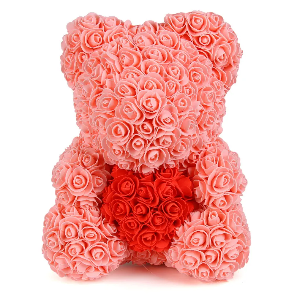 40厘米泡沫玫瑰熊人工泰迪玫瑰忍耐心情人节女朋友礼物