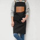 canvas Apron Bib Leather Straps Kitchen Apron for Restaurant Waitress Apron Custom Print Logo BBQ
