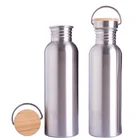 750ml 18/8 stainless steel single wall sport bamboo lid water bottles stainless