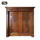 New Design Living Room Entry Front Interior Antique Double Leaf Open Carved Wooden Solid Wood Door