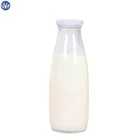 Glass Bottle Glassglassglass 16oz 500ml Drinking Glass Milk Bottle With Metal Cap