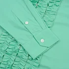 Design Cotton Blouses New Design Wholesale Cotton Long Sleeve Solid Color Button Up Ruffled Blouses And Shorts For Women
