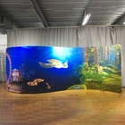 Customized portable semi-circle exhibition booth backdrop tension fabric wall display stand for trade fair