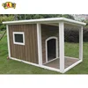 Hot sale openable flat roof large wooden dog house kennel with extended balcony window
