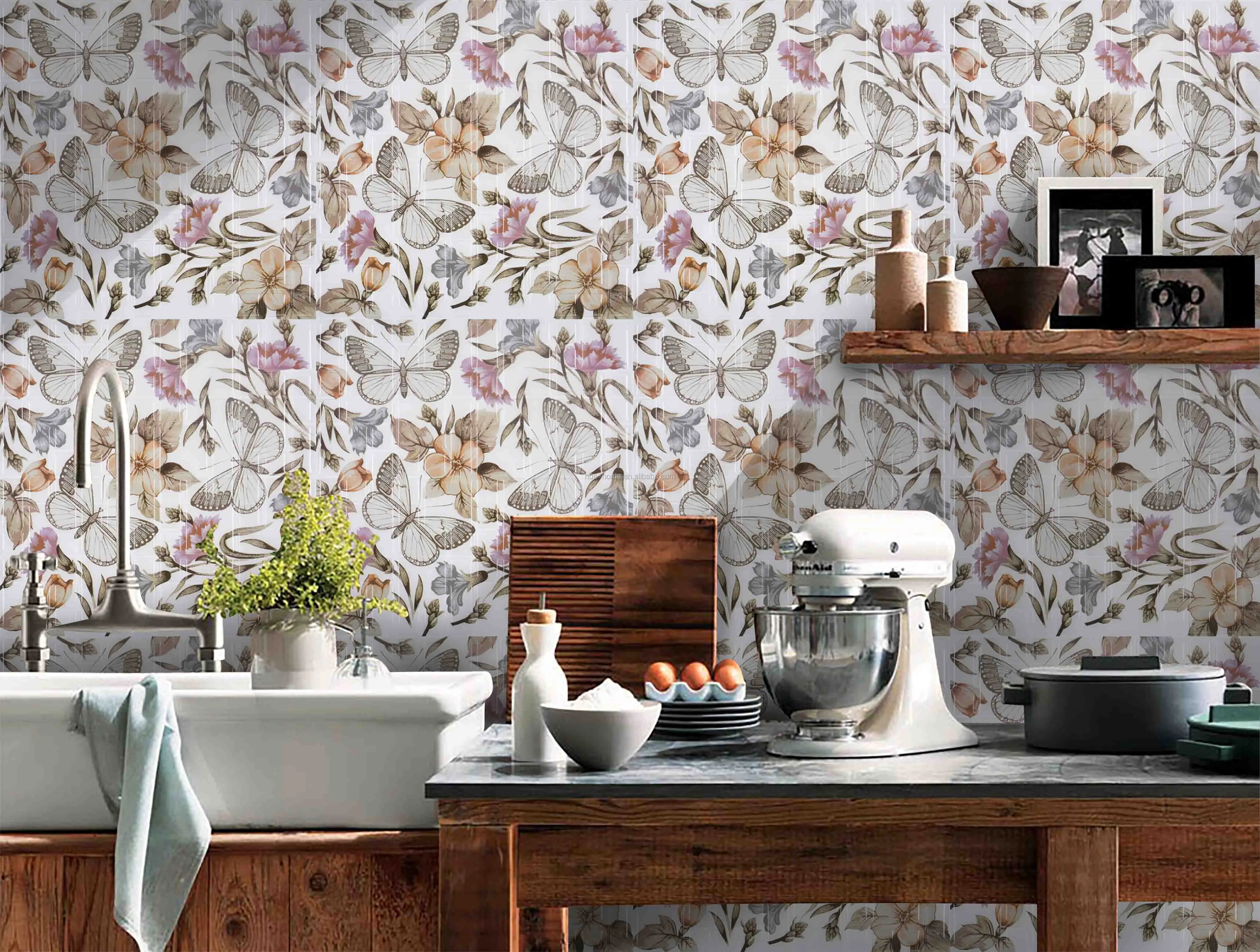 Custom waterproof peel and stick kitchen Ceramic Spanish wall tile sticker 3d home decoration epoxy wallpaper