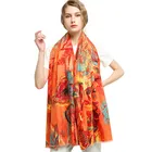 Latest fall and winter warm cotton double faced satin overlord printed women scarf shawl