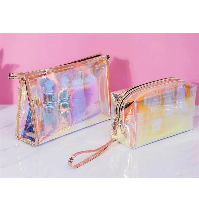 product-2020 new 1 Pc Colorful Holographic Women Cosmetic Bag TPU Clear Makeup Bag Beauty Organizer -1