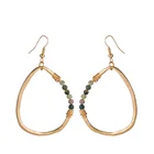 AJ001 Wholesale Juaibo Unique hand made bead earrings Big gold hoop earrings