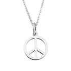 Simple Design 925 Sterling Silver Peace Sign Pendant Necklace