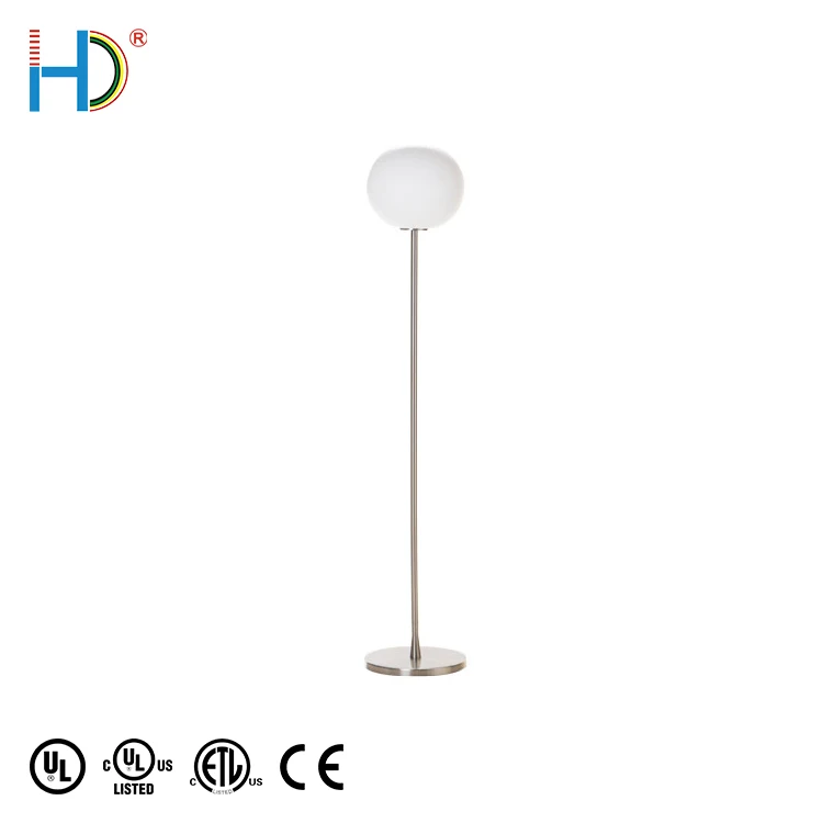 European minimalist design indoor brushed nickel white round glass floor lamp