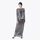 luxury highlight sequin embroidery muslim women top and skirt suit abaya full length muslim dress set