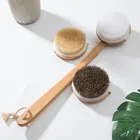natural bristle dry skin spin spa body brush bamboo long handle body scrub massage hook sisal bath brush wood