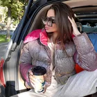 Wholesale Ladies Bubble Coat Cotton Down Shiny Fabric Puffy Winter Jacket Women