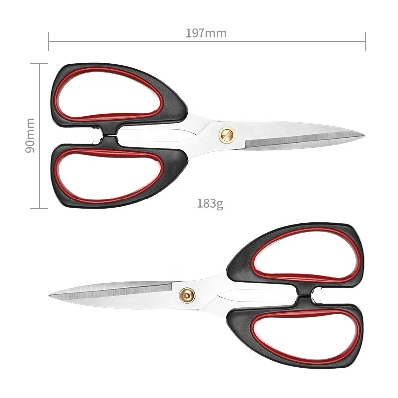 New fashion Quality home scissors black and red shears for tailor with Soft Grip Handle