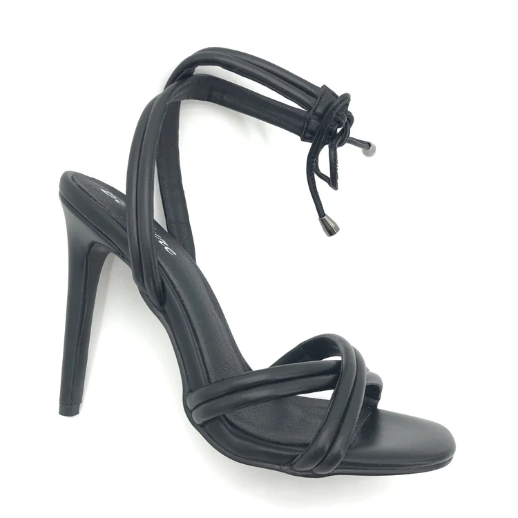 New Design Girls Summer Fancy Black Shoes Latest Ladies Beautiful High Heel Sandals Pics