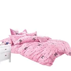 luxury bedding set for girls 100% cotton pink flower printed custom