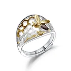Abiding Golden Honeycomb Natural Smoky Quartz 925 Sterling Silver Handmade Jewelry Gemstone Rings Women