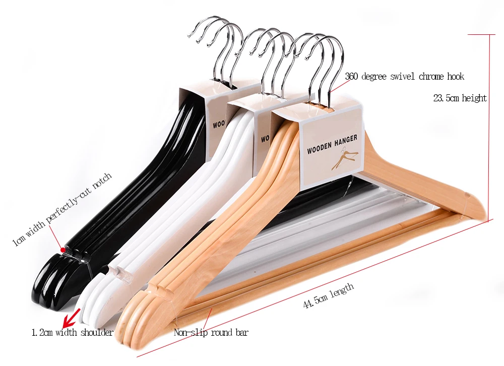 supermarket Cheap wooden hanger black wooden top hanger for wholesale
