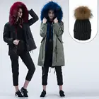 333colorful fur collar/liner winter zipper parka coat ladies long real fur parka with fur cuff