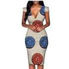 Africa Summer Dress for Women Short Sleeve Printing Cotton Casual Women Midi Pencil Dress