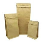 250g/500g/1kg Brown Kraft Paper Aluminium Foil Block Bottom Bag For Coffee