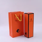 Box Wine Cardboard Box Gift Box Customized Logo Orange Cardboard Foldable Gift Bag And Gift Box Set For Wine