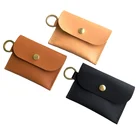Small Leather Card Holder Personalized Women's Monogrammed Snap Keychain Leather Wallet