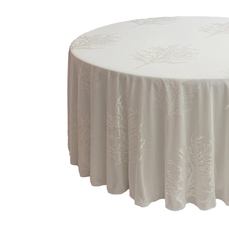 Wholesale Customized Home Decor Plant Flower Jacquard velvet Round Table cloth for Wedding Party Decoration Tablecloth