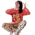 Fashion Design Fall Milk Cotton Women Homewear Suits Spring Cartoon Print Cute Girls Pajamas