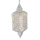 Wholesale metal iron & colorful glass moroccan style hanging lantern sliver indoor outdoor home wedding decorations