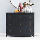Nordic Country Retro French Chic Solid Wood Hall Entrance Side Cabinets Chest Storage 3 Drawer Cabinet