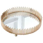 Nordic style storage box wine set metal luxury exhibition hall round iron mirror tray