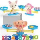 Cartoon Dog Monkey Pig Early Learning Educational Balance Math Counting Board Game Toy For Kids