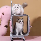 Petseek Plastic Pet Bag Carrier Travel Trolley backpack wheeled detachable trolley large cat dog carrier