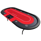 Custom 96 Inch Oval Foldable Poker Table with Stainless Cup Holders and Dealer Tray