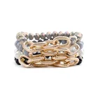 New designs faceted crystal bead expandable with chunky link chain bracelet