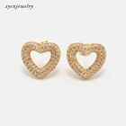 Necklace Set Great Heart Necklace Earrings White Cz Cute Gold Plated Fashion Jewelry Set