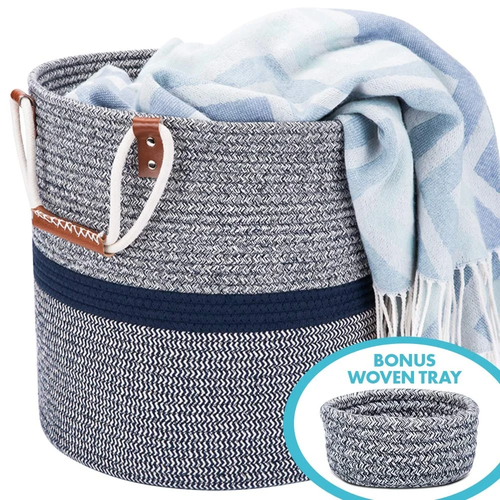 basket living room cotton rope storage basket for blankets